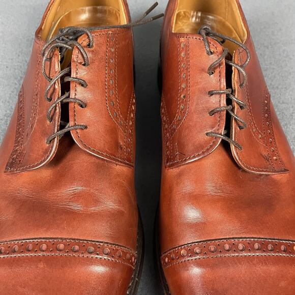 Allen Edmonds Shoes Men Size 13 B Brown Leather Cap Toe Brogue Derby Vibram main image 14